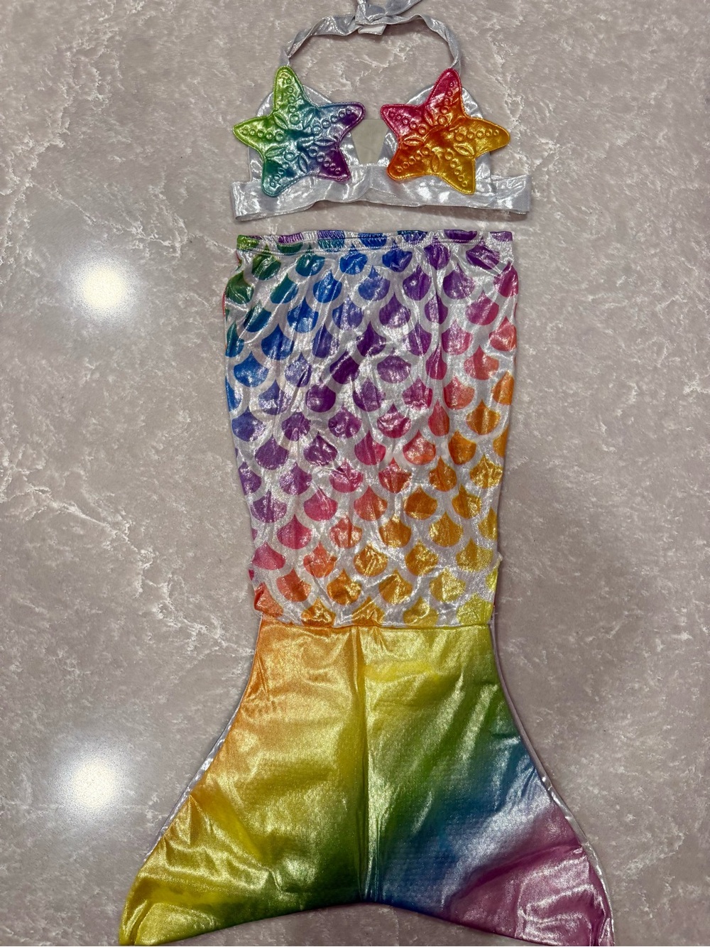 Rainbow Mermaid Costume Set Girls Size 4/6 Small Dress-Up Halloween